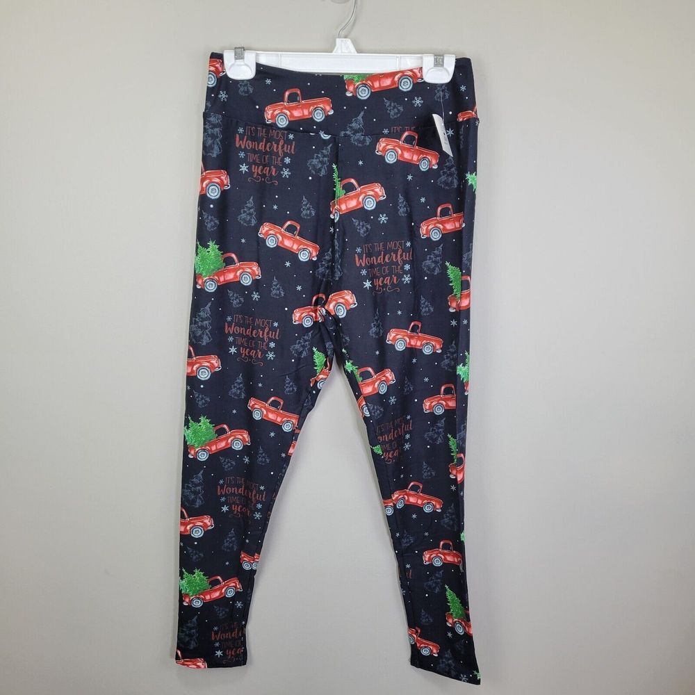 Dren Designs Christmas Truck Polyester Spandex Ankle‎ Leggings Plus Size